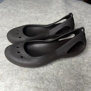 Crocs Kadee Ballet Shoes Slip On Women 8 Brown Comfort‎ Casual Rubber Flats